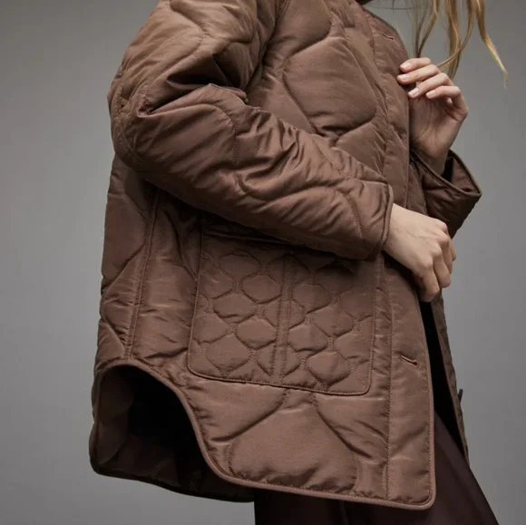 All Saints NWT Foxi Liner Jacket In Chocolate